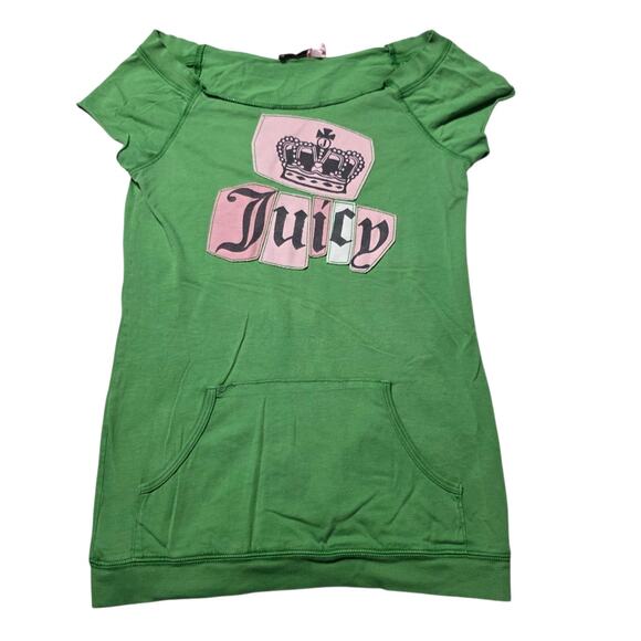 Juicy Couture Tops - Juicy Couture Green Crown Logo Hoodie Dress Top Small S USA Made Y2K Early 2000s